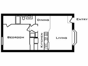 1 Bed 1 Bath B 2122 floor plan